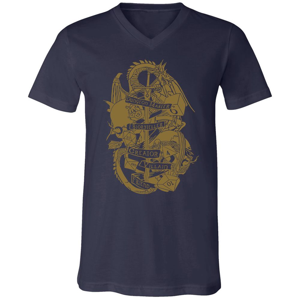 Dungeon Master Dragon Unisex V-Neck T-Shirt - Navy - 2