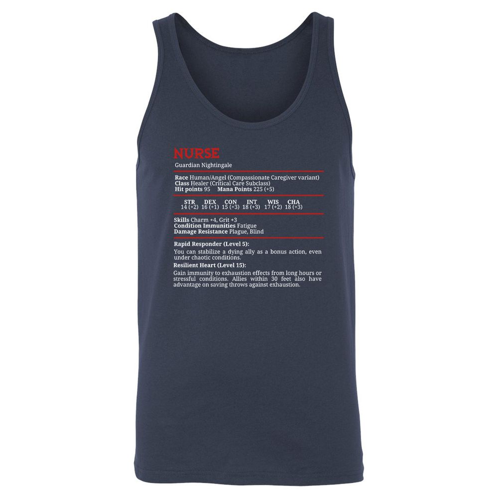 Nurse Stats Unisex Jersey Tank - Navy - 2