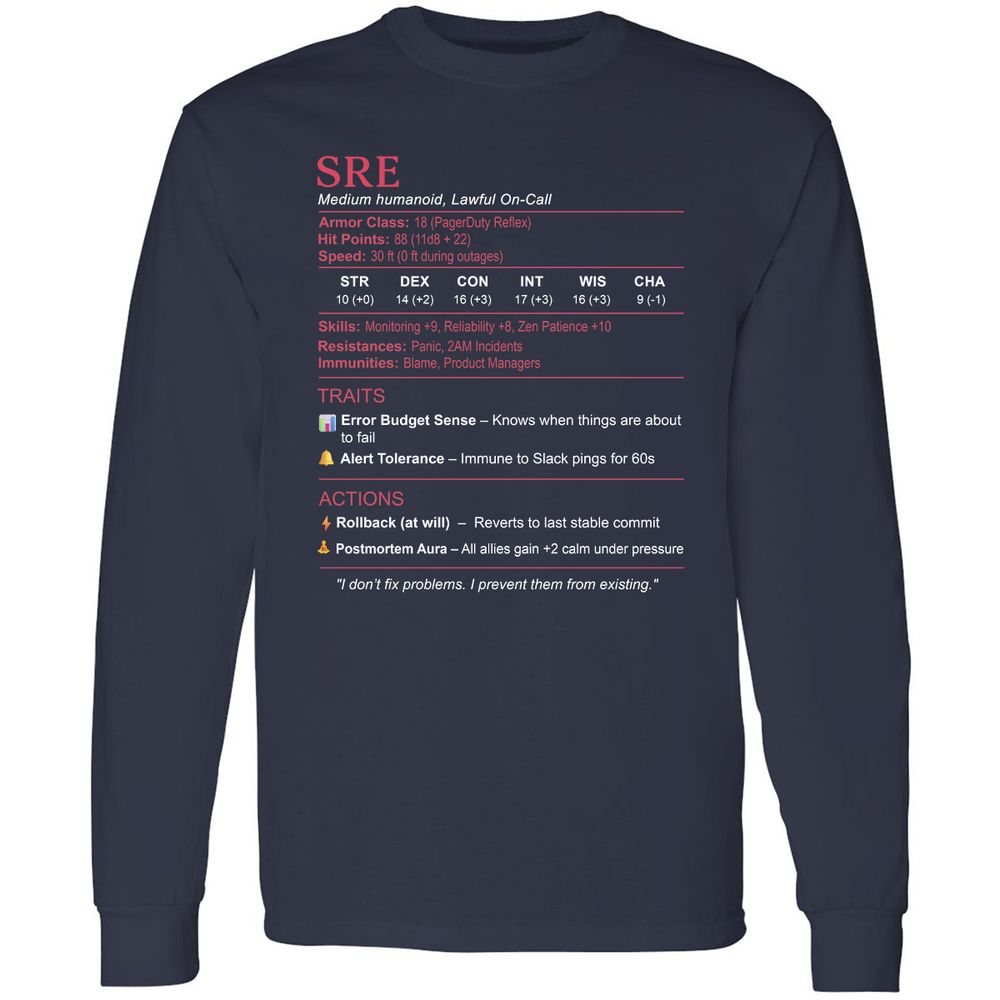 SRE Stats Long Sleeve T-Shirt - Navy - 2