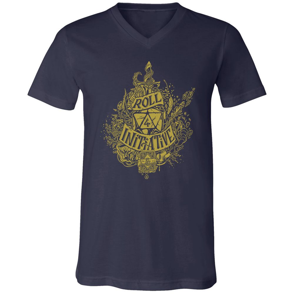 Roll Initiative Unisex V-Neck T-Shirt - Navy - 2