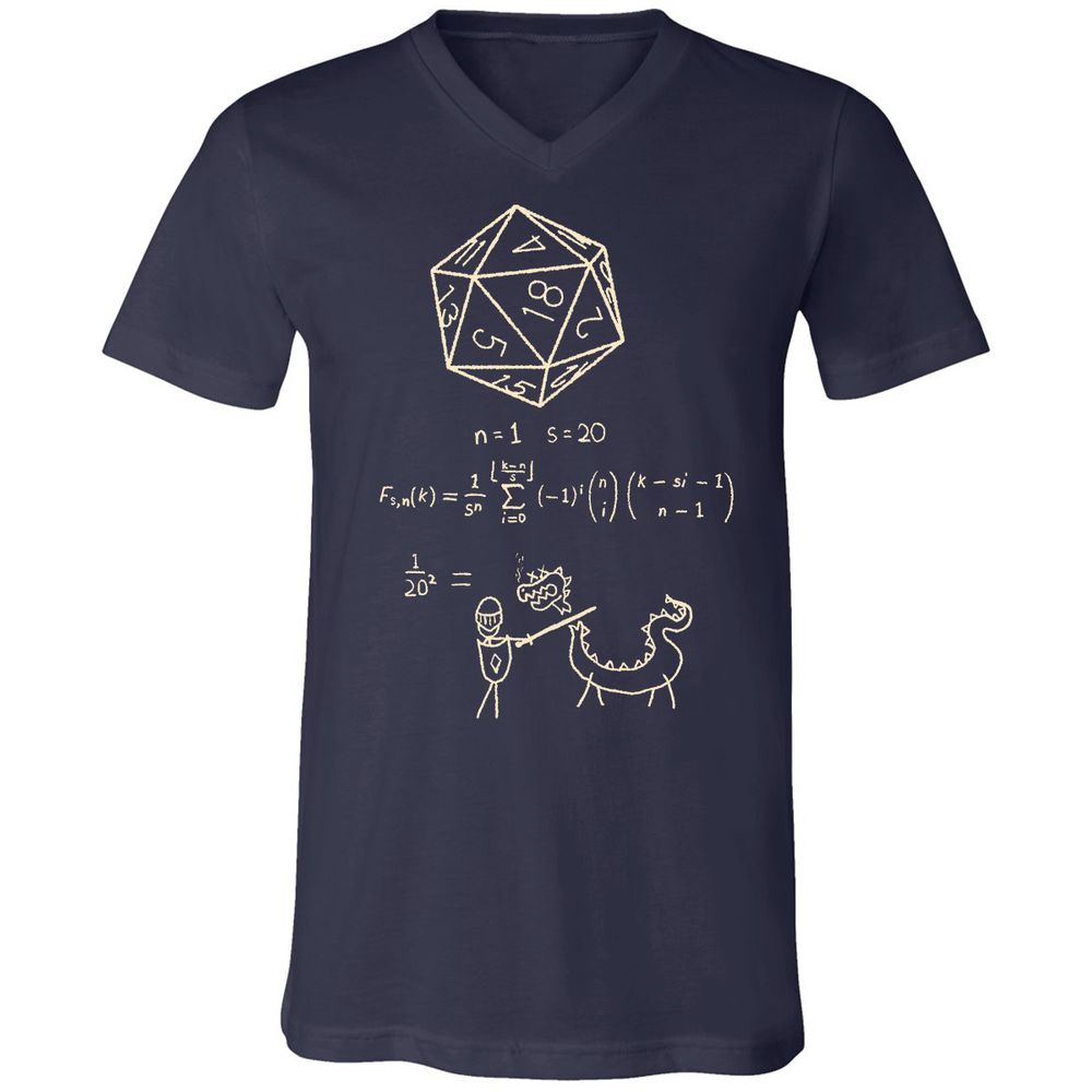 Science Of20 Sided Dice Unisex V-Neck T-Shirt - Navy - 2