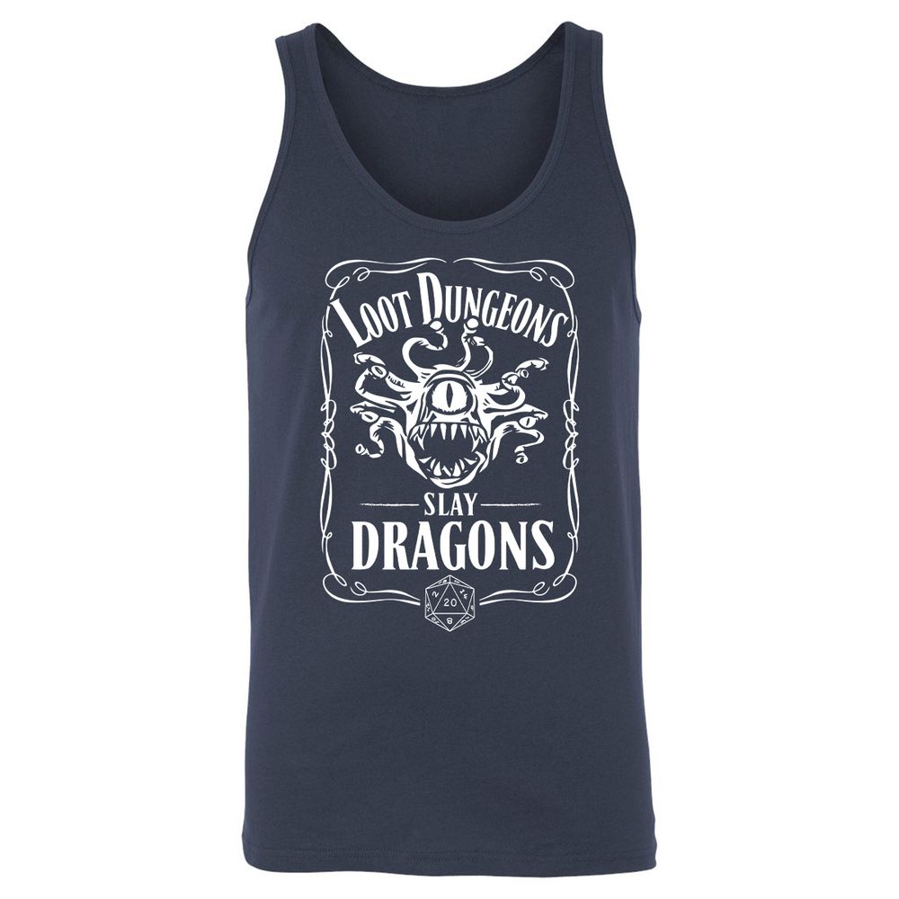 Loot Dungeon Slay Dragons Unisex Jersey Tank - Navy - 2