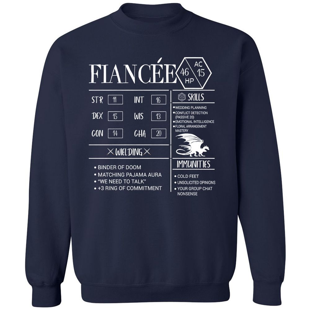 Fiancee Stats Classic Unisex Sweatshirt - Navy - 2