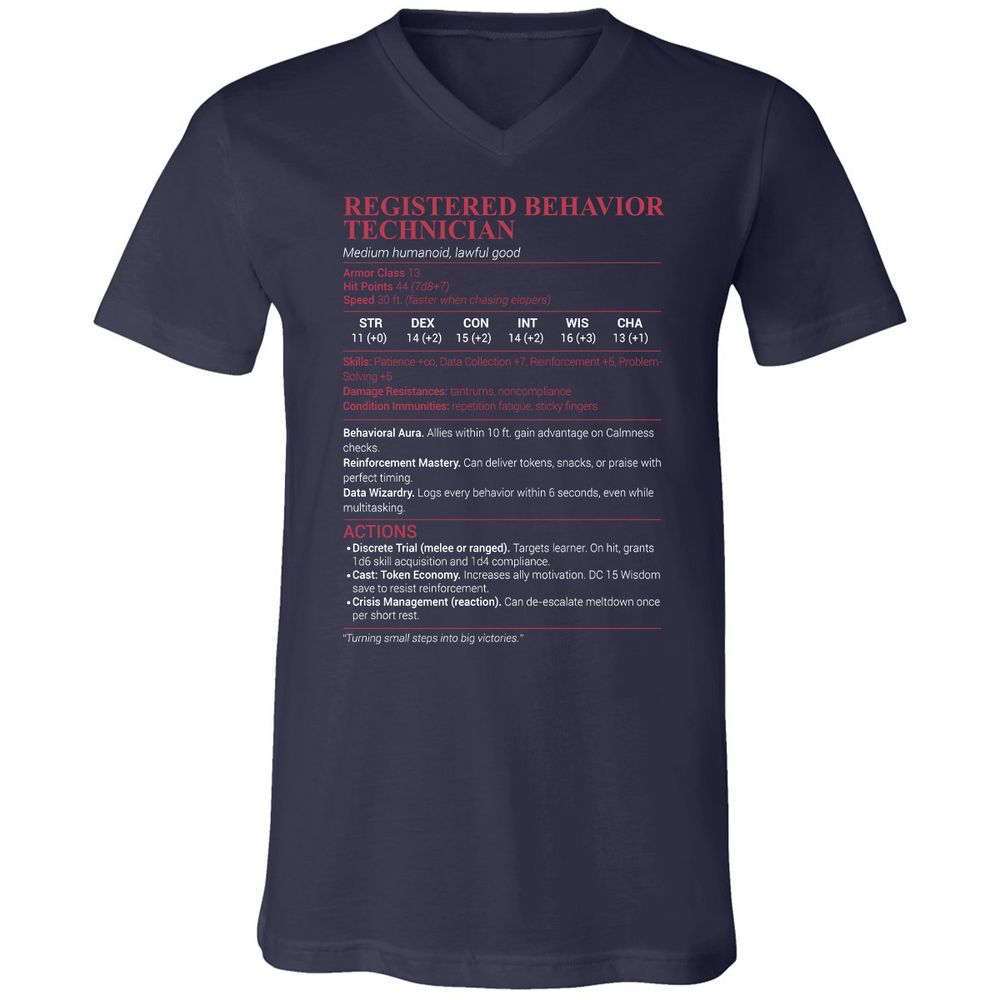 Registered Behavior Technician RBT Unisex V-Neck T-Shirt - Navy - 2
