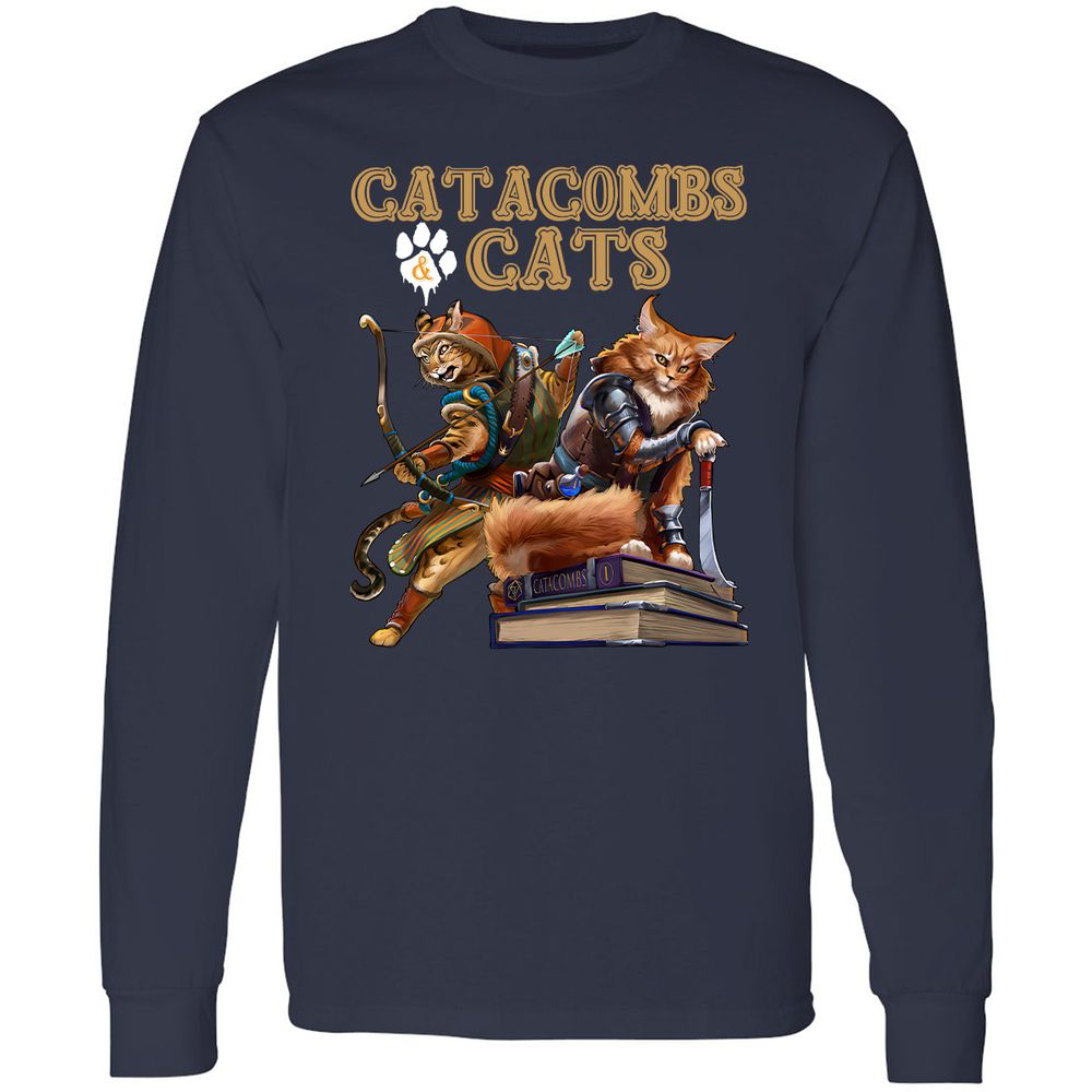 Catacombs & Cats Long Sleeve T-Shirt - Navy - 2