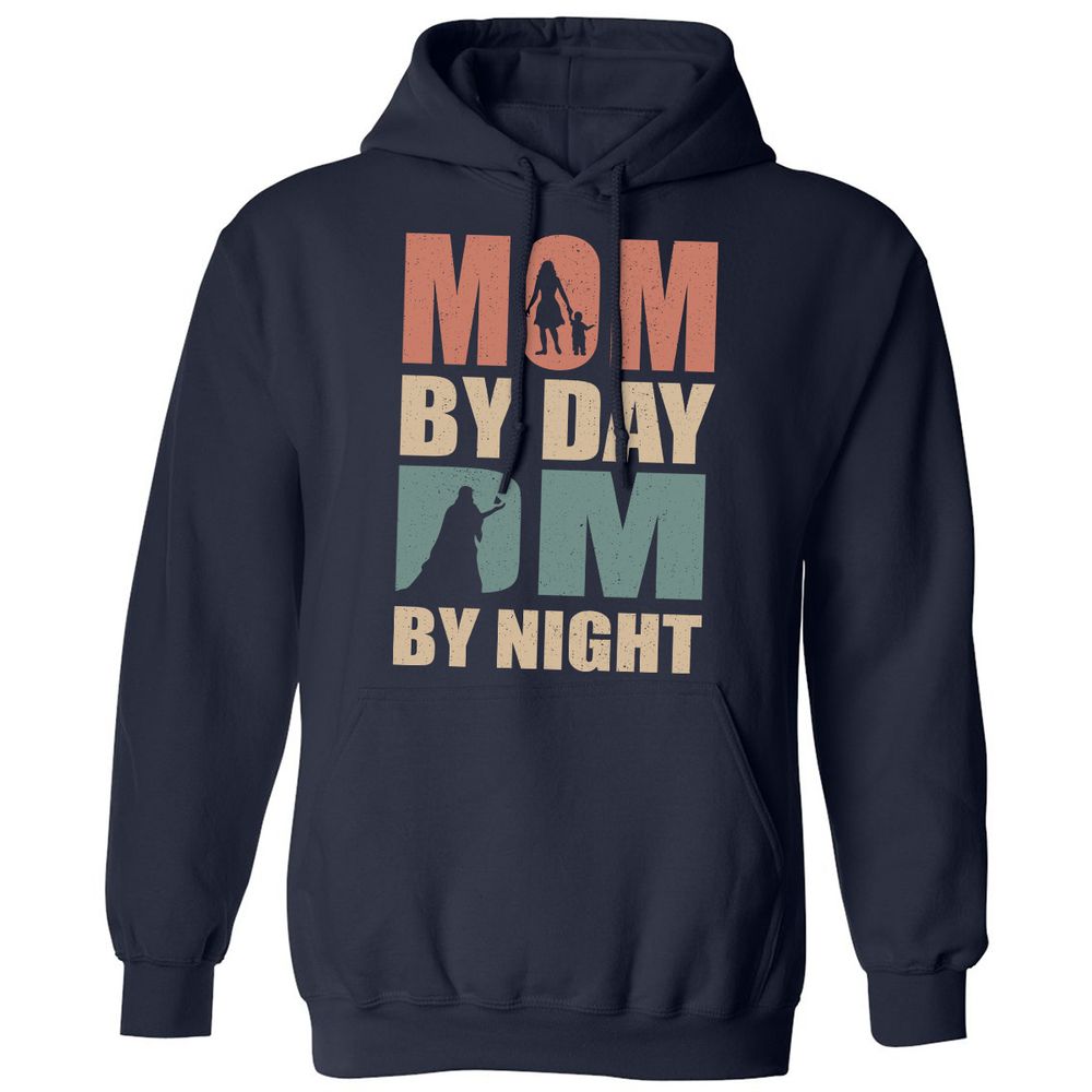 Mom By Day DM By Nigh Classic Unisex Hoodie - Navy - 2