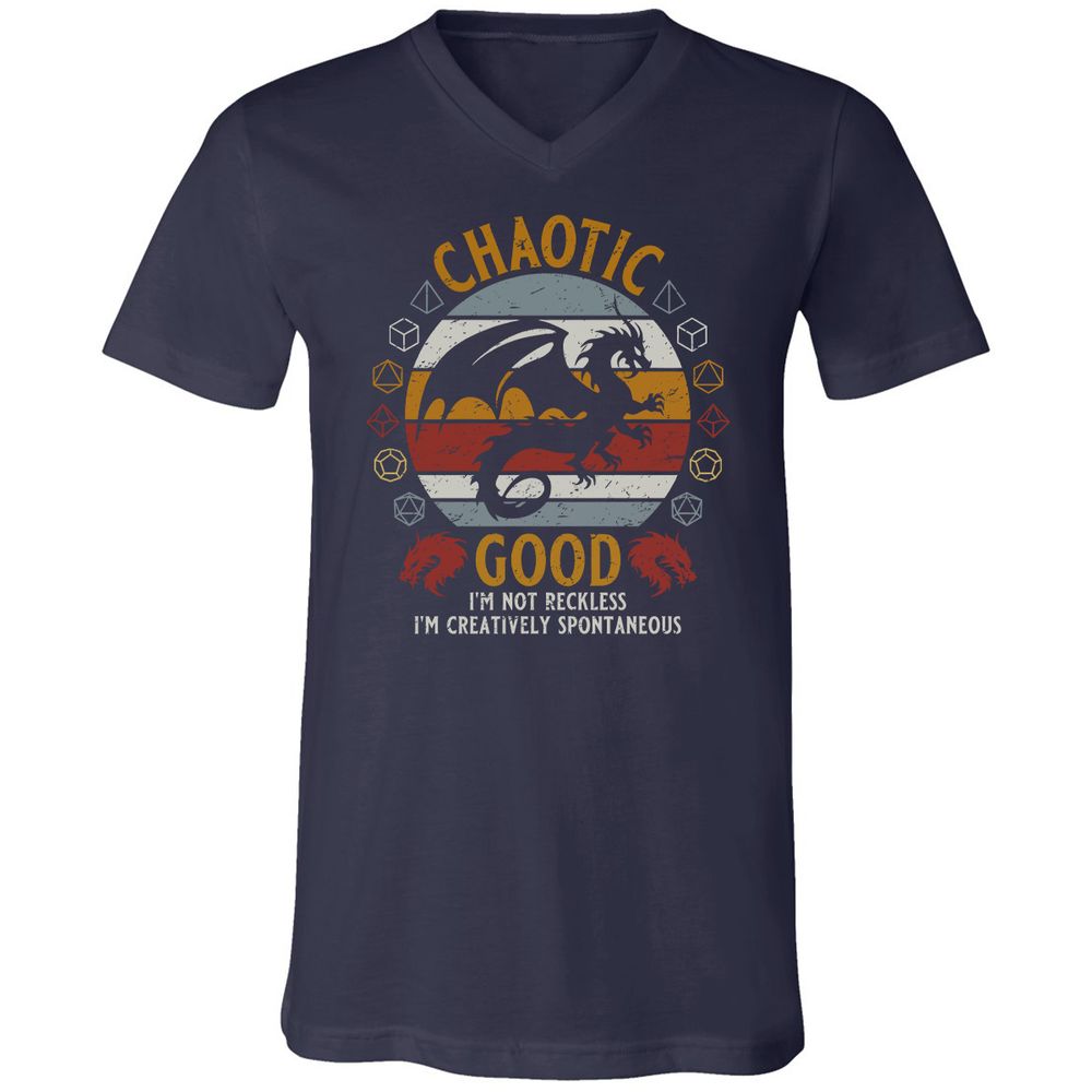 Chaotic Good Unisex V-Neck T-Shirt - Navy - 2
