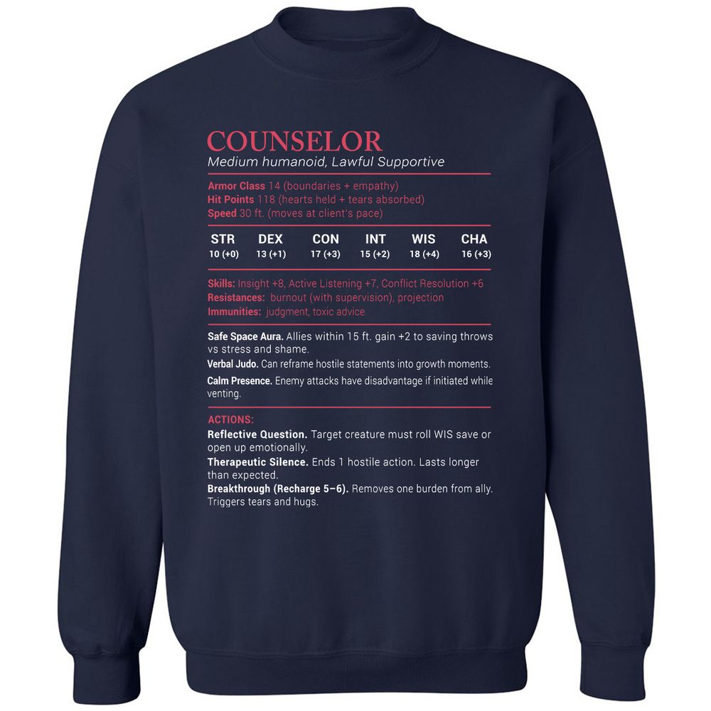 Counselor Stats Classic Unisex Sweatshirt - Navy - 2
