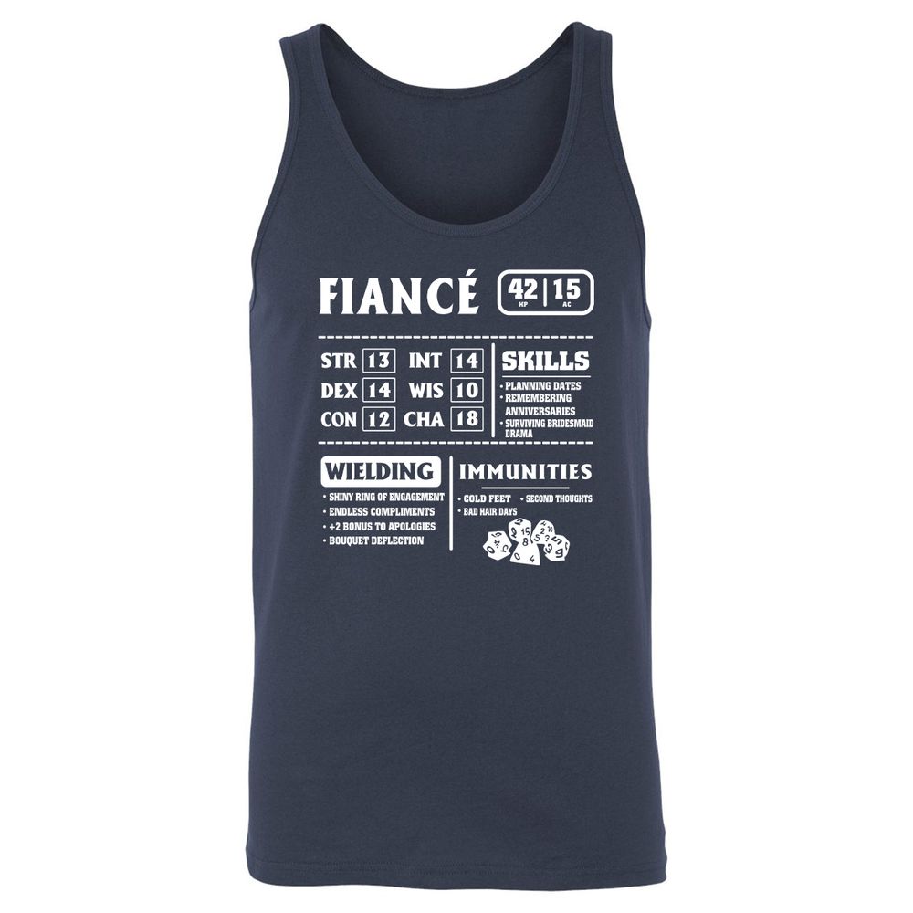 Fiance Stats Unisex Jersey Tank - Navy - 2