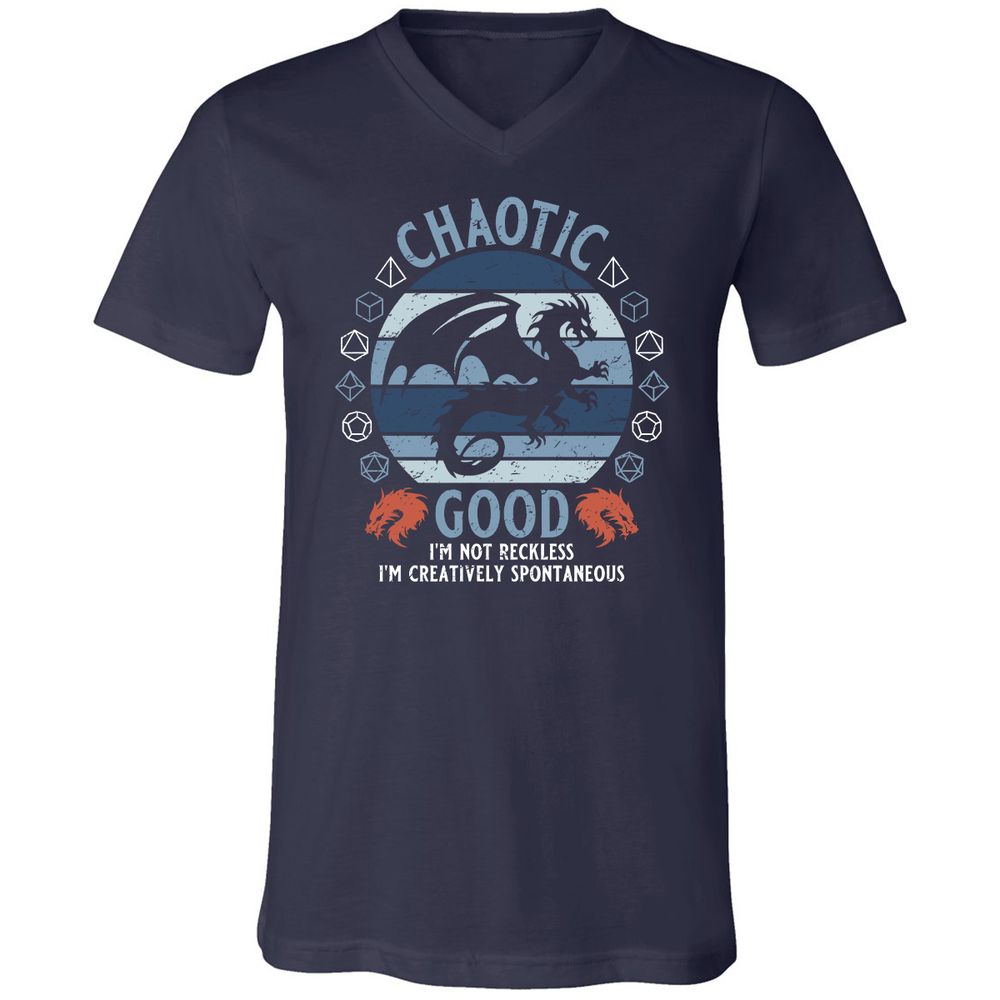 Chaotic Good 2 Unisex V-Neck T-Shirt - Navy - 2