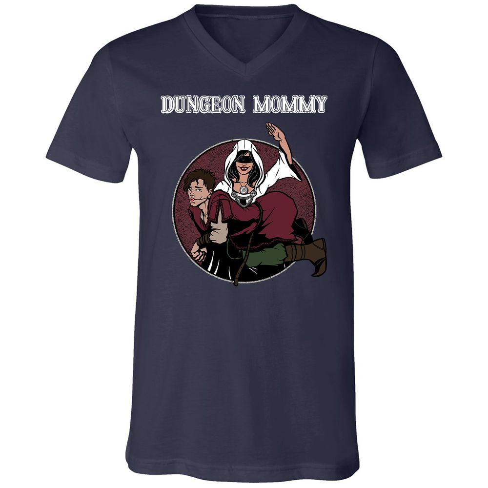 Dominant Dungeon Mommy Unisex V-Neck T-Shirt - Navy - 2