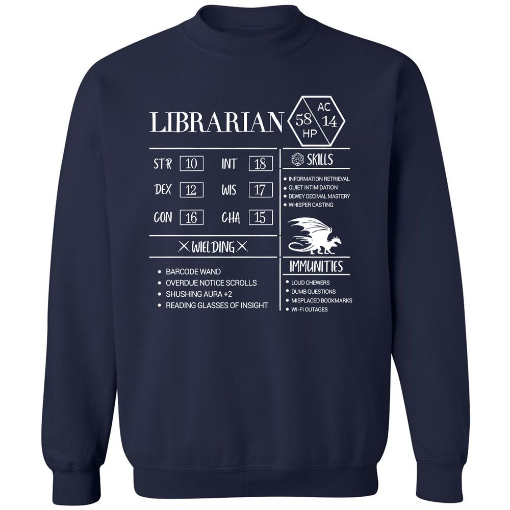 Librarian New Classic Unisex Sweatshirt - Navy - 2