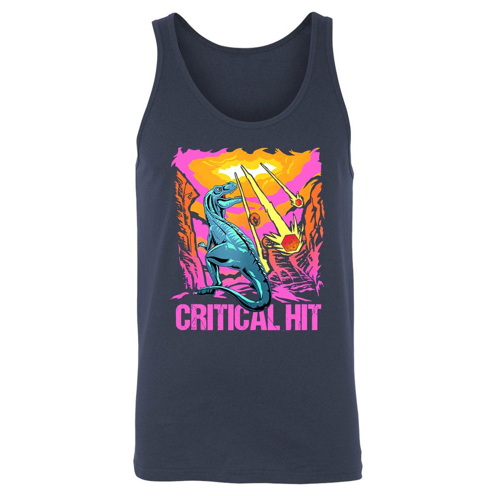 Dinosaur Critical Hit Unisex Jersey Tank - Navy - 2