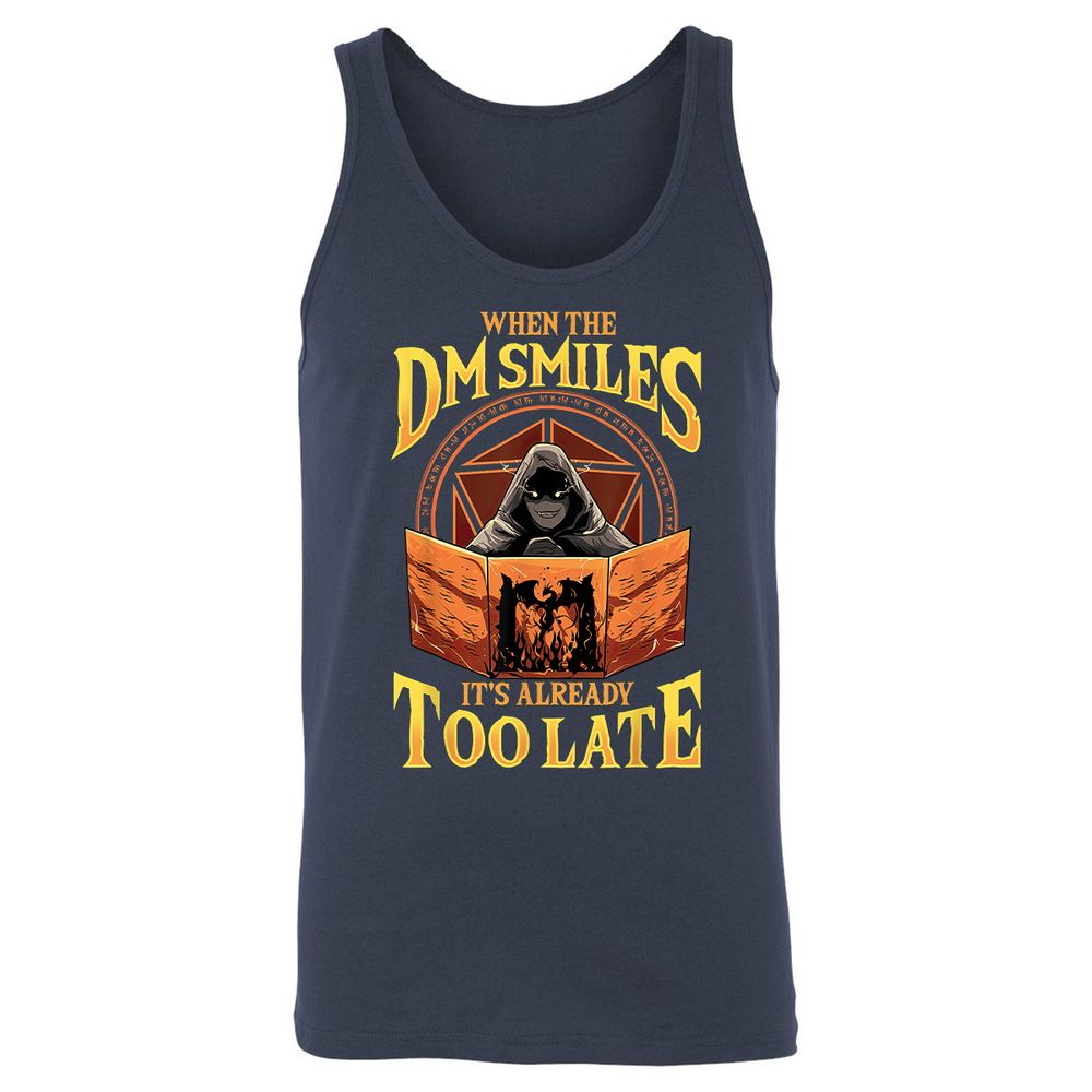 When The Dm Smiles Its Already Too Late Unisex Jersey Tank - Navy - 2