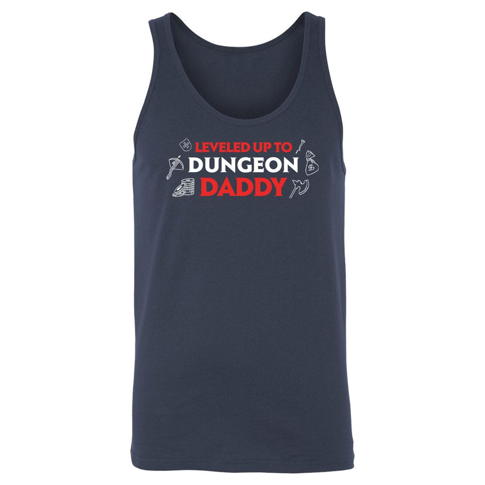 Leveled Up To Dungeon Daddy Unisex Jersey Tank - Navy - 2