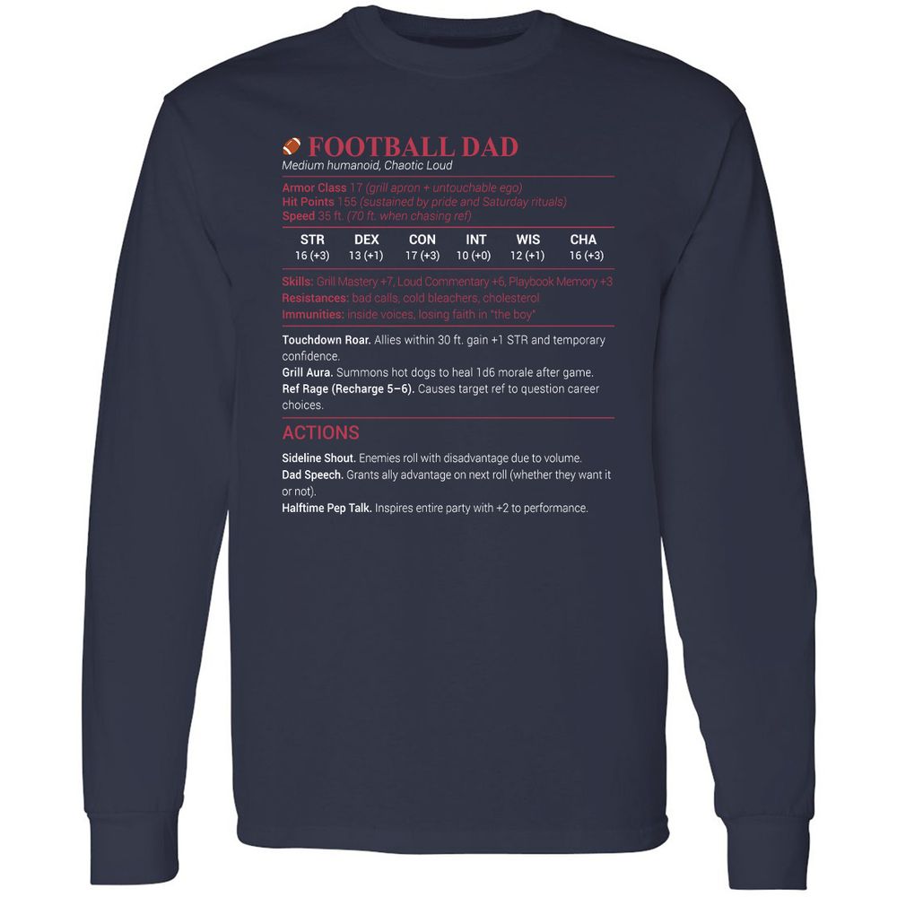 Football Dad Long Sleeve T-Shirt - Navy - 2