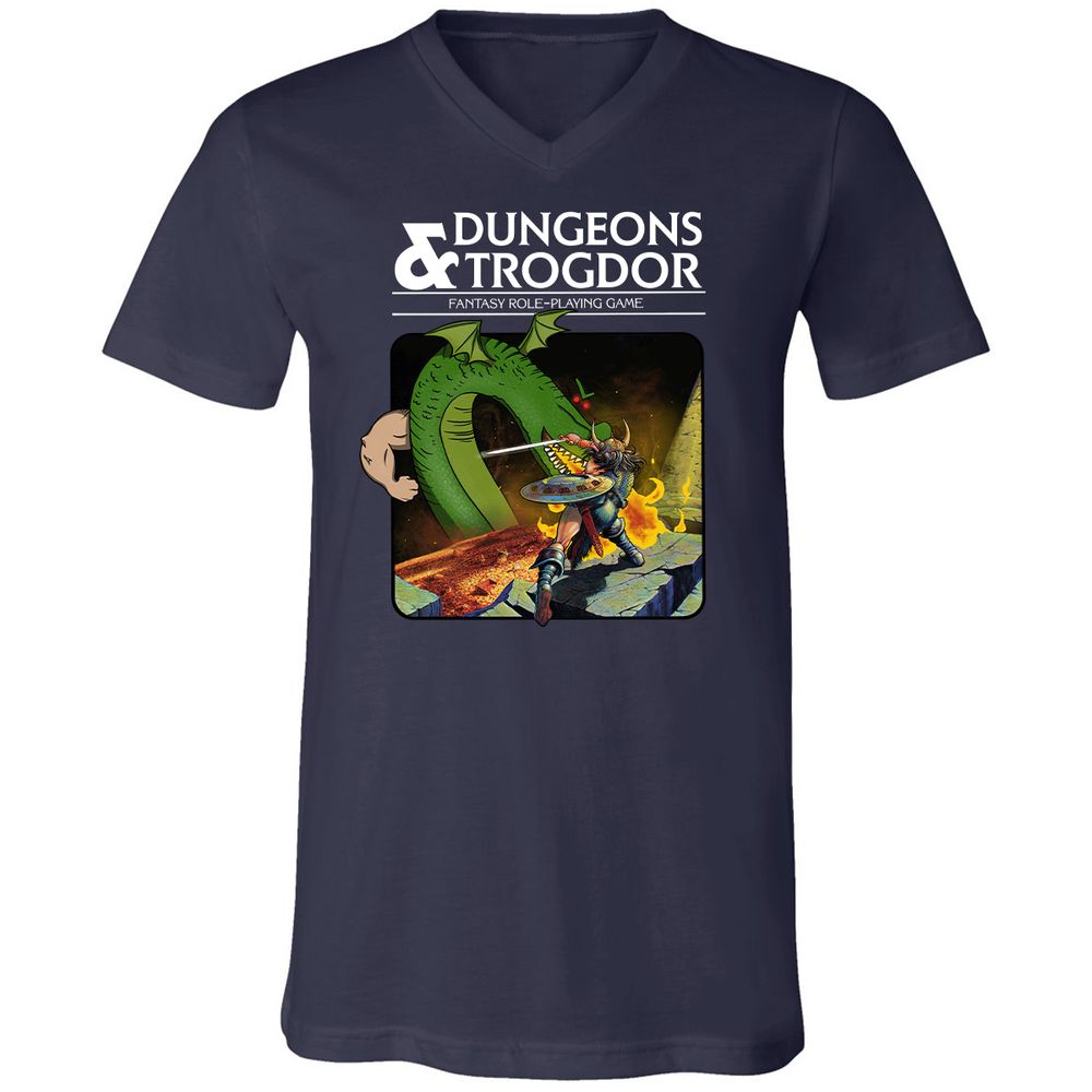 Trogdor Unisex V-Neck T-Shirt - Navy - 2
