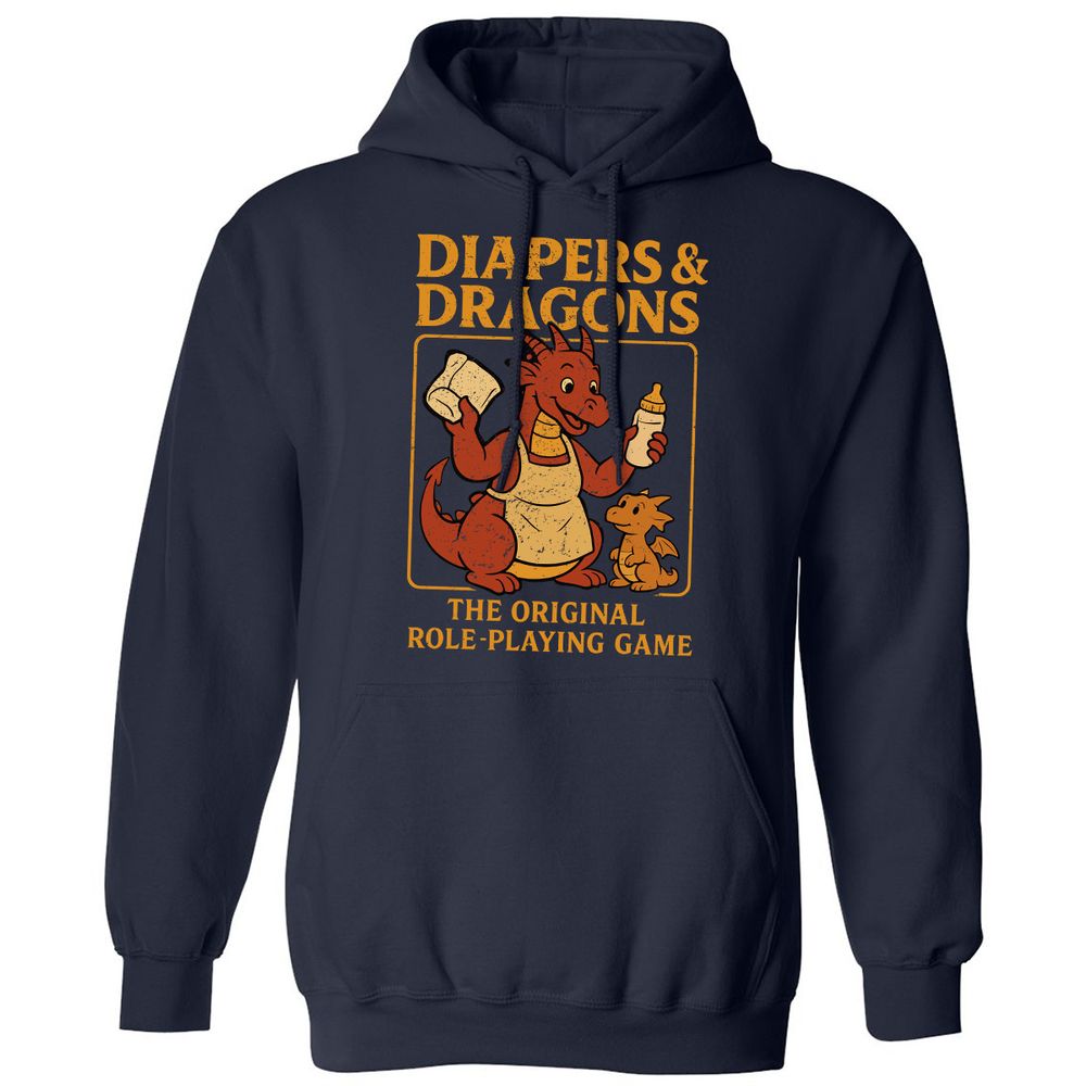 Diapers & Dragons Classic Unisex Hoodie - Navy - 2