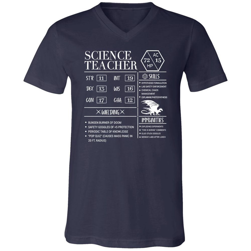 Science Teacher New Unisex V-Neck T-Shirt - Navy - 2