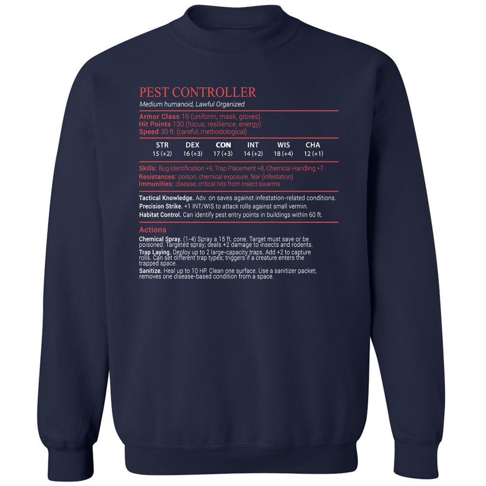 Pest Controller Stats Block - Navy - 2