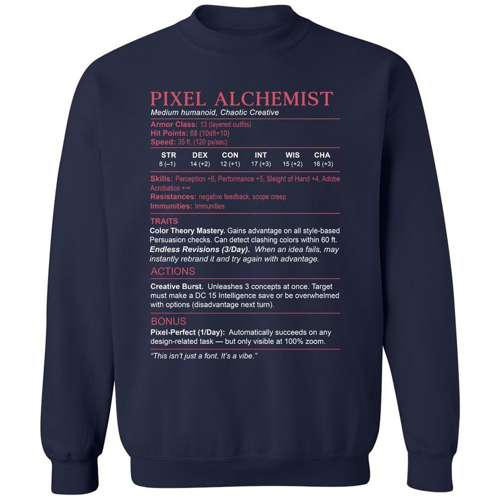Designer Stats (Pixel Alchemist) Classic Unisex Sweatshirt - Navy - 2