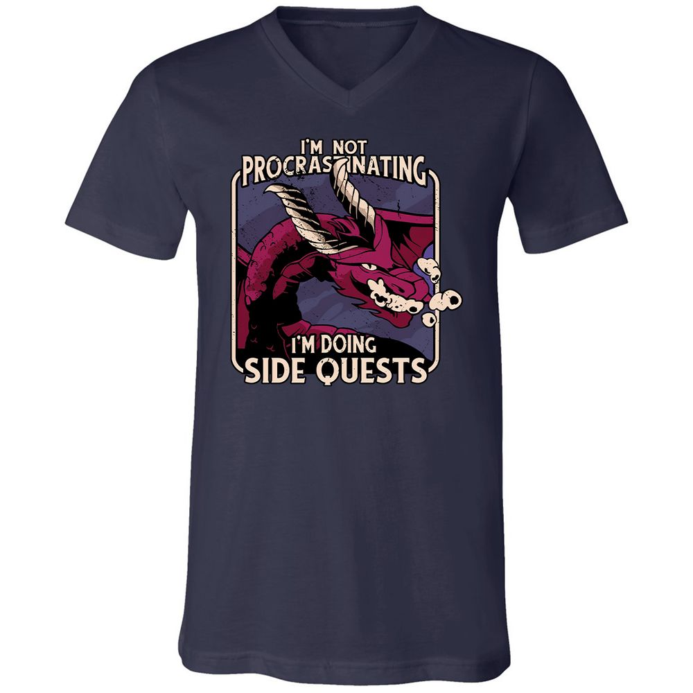 Doing Side Quests Unisex V-Neck T-Shirt - Navy - 2
