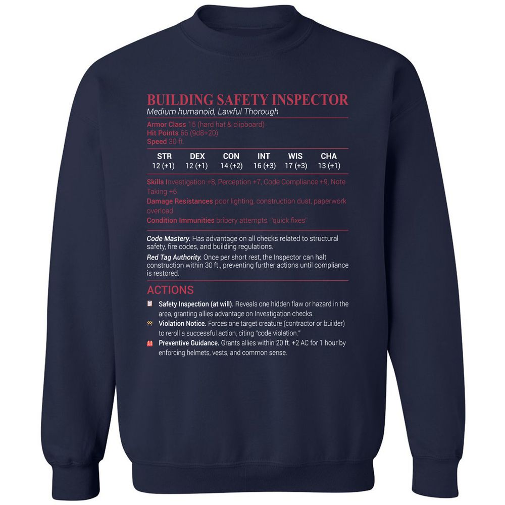 Building Safety Inspector Classic Unisex Sweatshirt - Navy - 2
