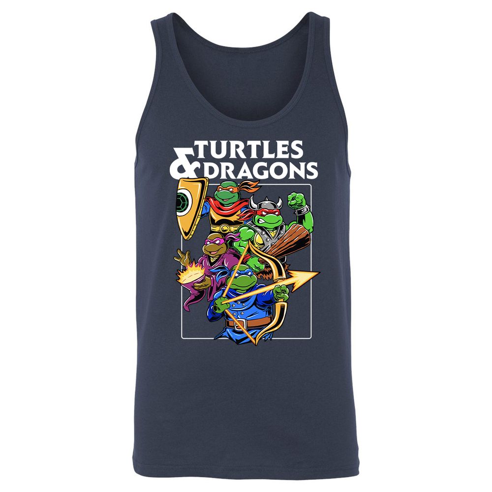 Turtles & Dragons Unisex Jersey Tank - Navy - 2