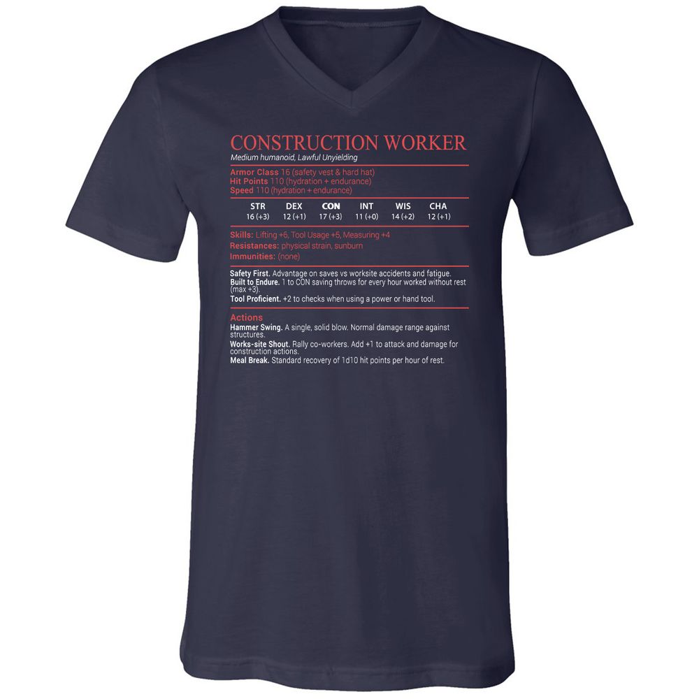 Construction Worker Stats Block - Navy - 2