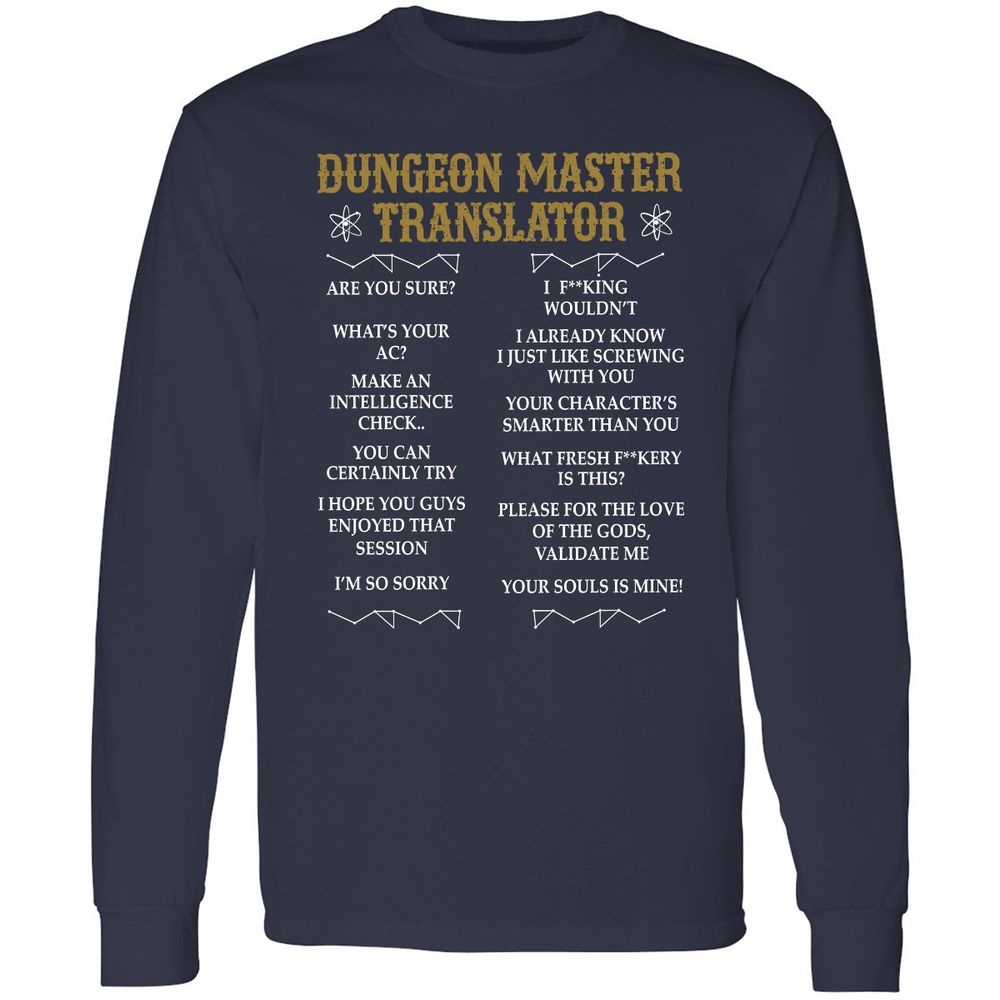 Dungeon Master Translator Long Sleeve T-Shirt - Navy - 2