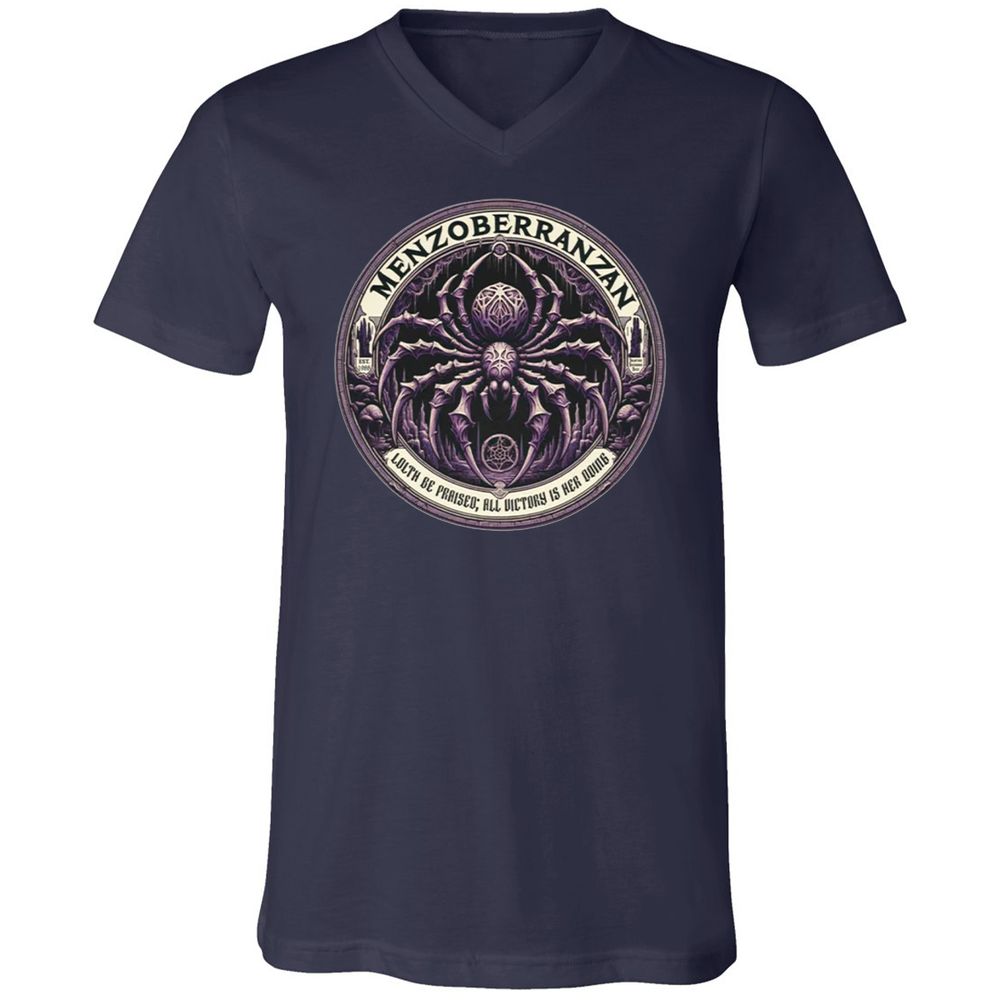 Menzoberranzan Lolth Be Praised Unisex V-Neck T-Shirt - Navy - 2