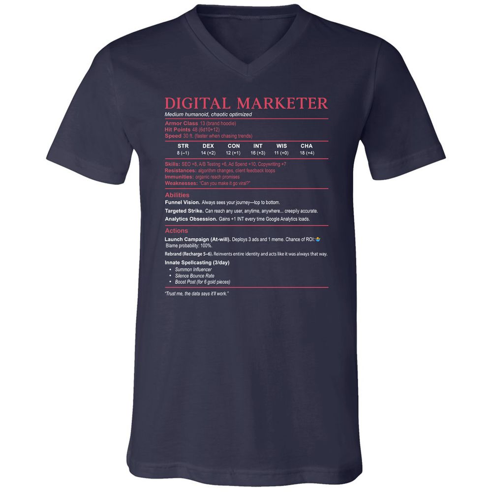 Digital Marketer Stats Unisex V-Neck T-Shirt - Navy - 2