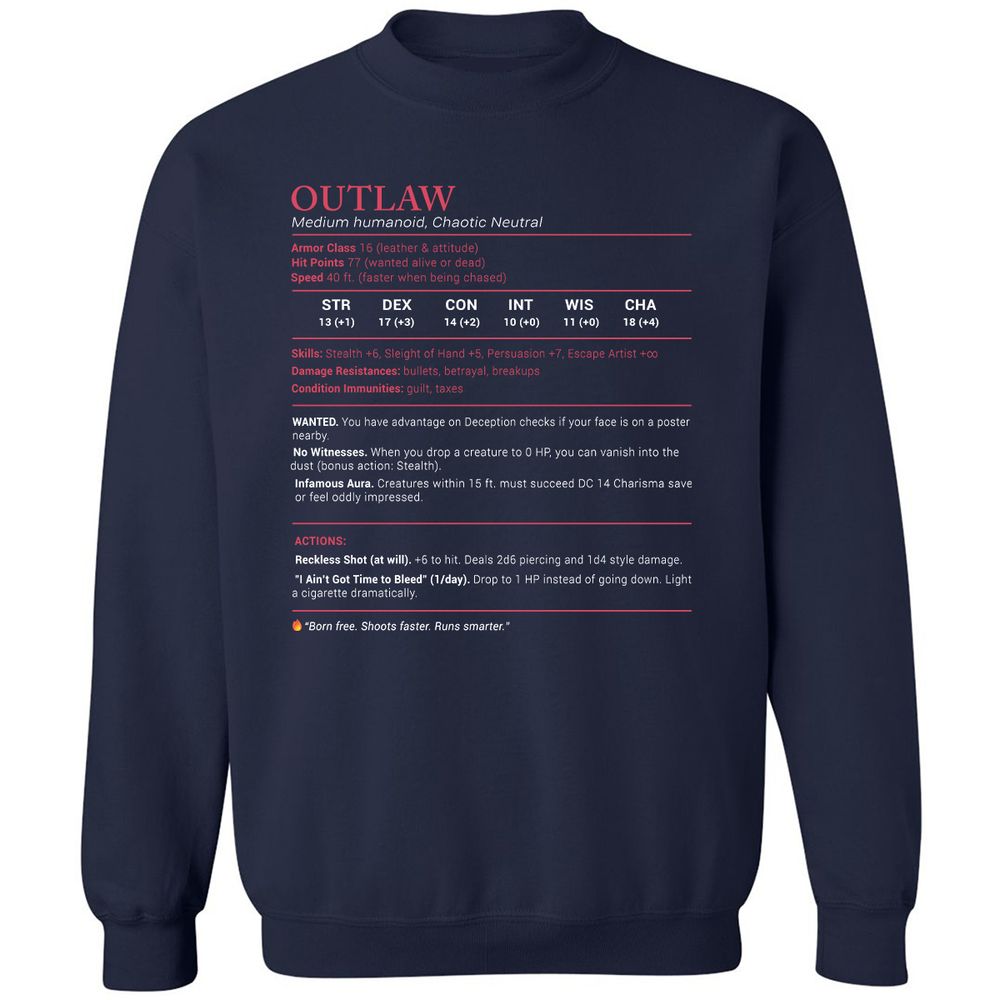 Outlaw Stats Classic Unisex Sweatshirt - Navy - 2