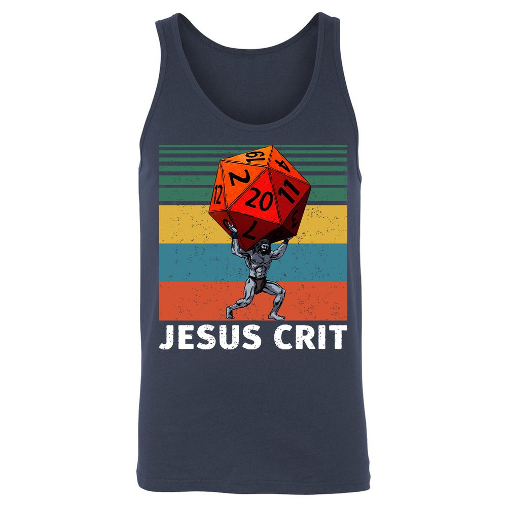 Jesus Crit Unisex Jersey Tank - Navy - 2