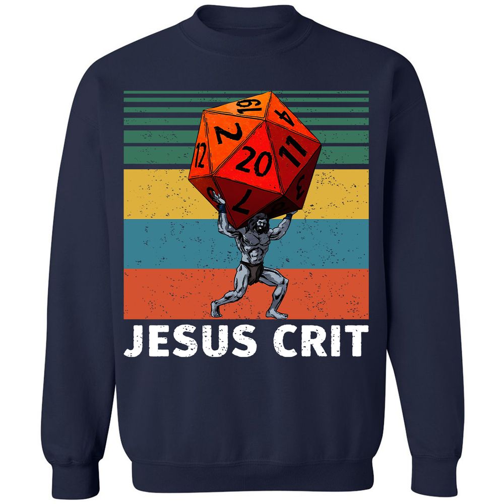 Jesus Crit Classic Unisex Sweatshirt - Navy - 2