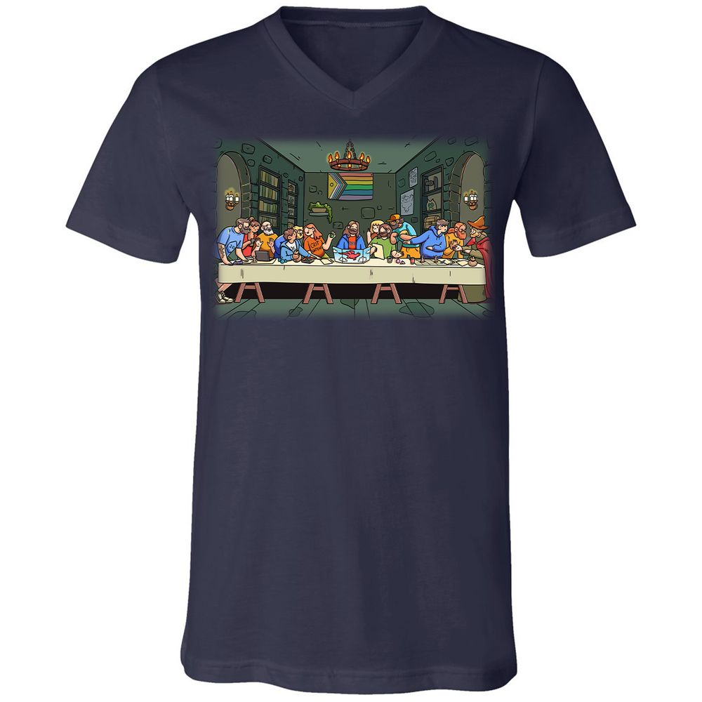 DnD Characters Pride Themed The Last Supper Shirt Unisex V-Neck T-Shirt - Navy - 2