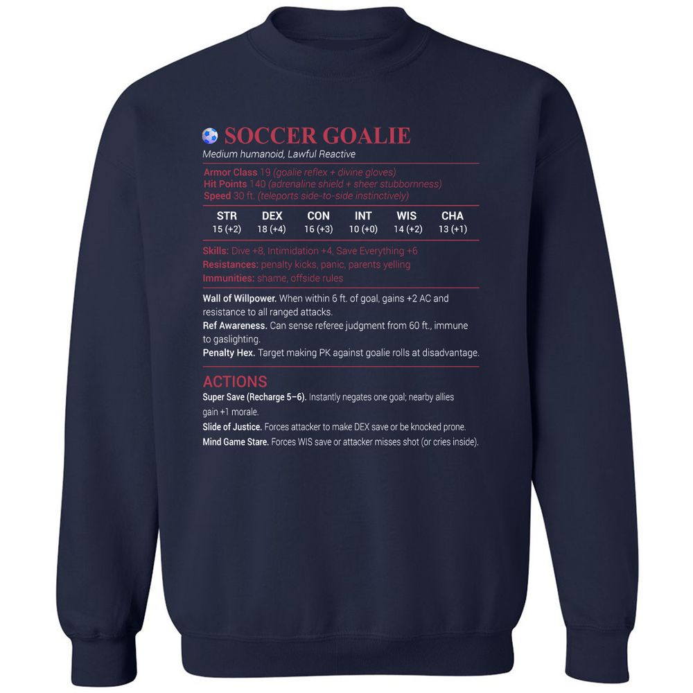 Soccer Goalie Classic Unisex Sweatshirt - Navy - 2