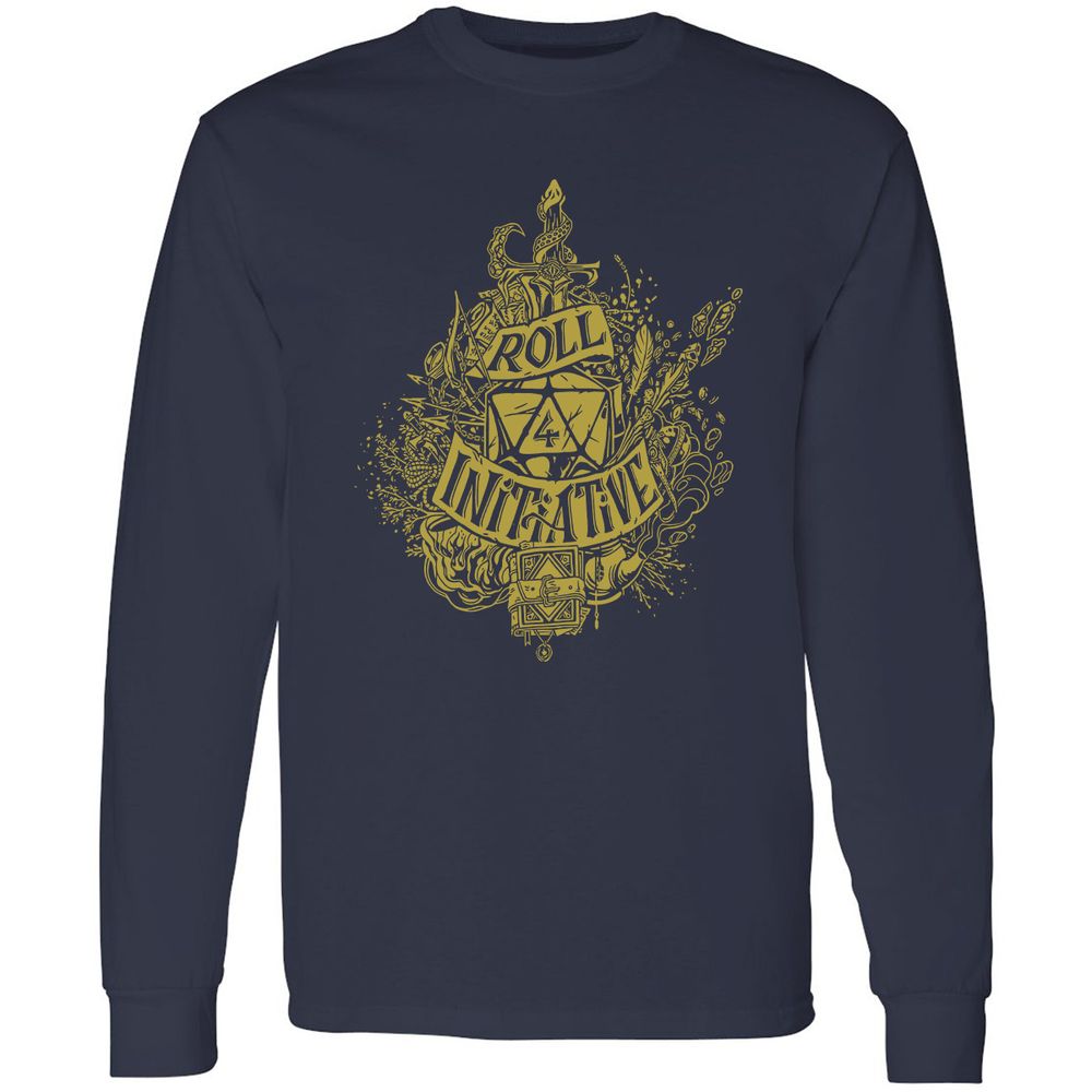 Roll Initiative Long Sleeve T-Shirt - Navy - 2