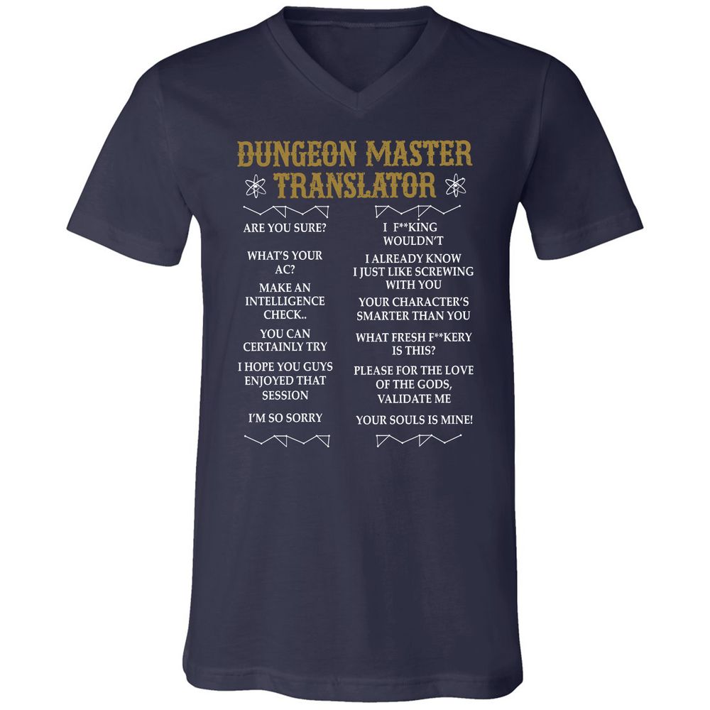 Dungeon Master Translator Unisex V-Neck T-Shirt - Navy - 2