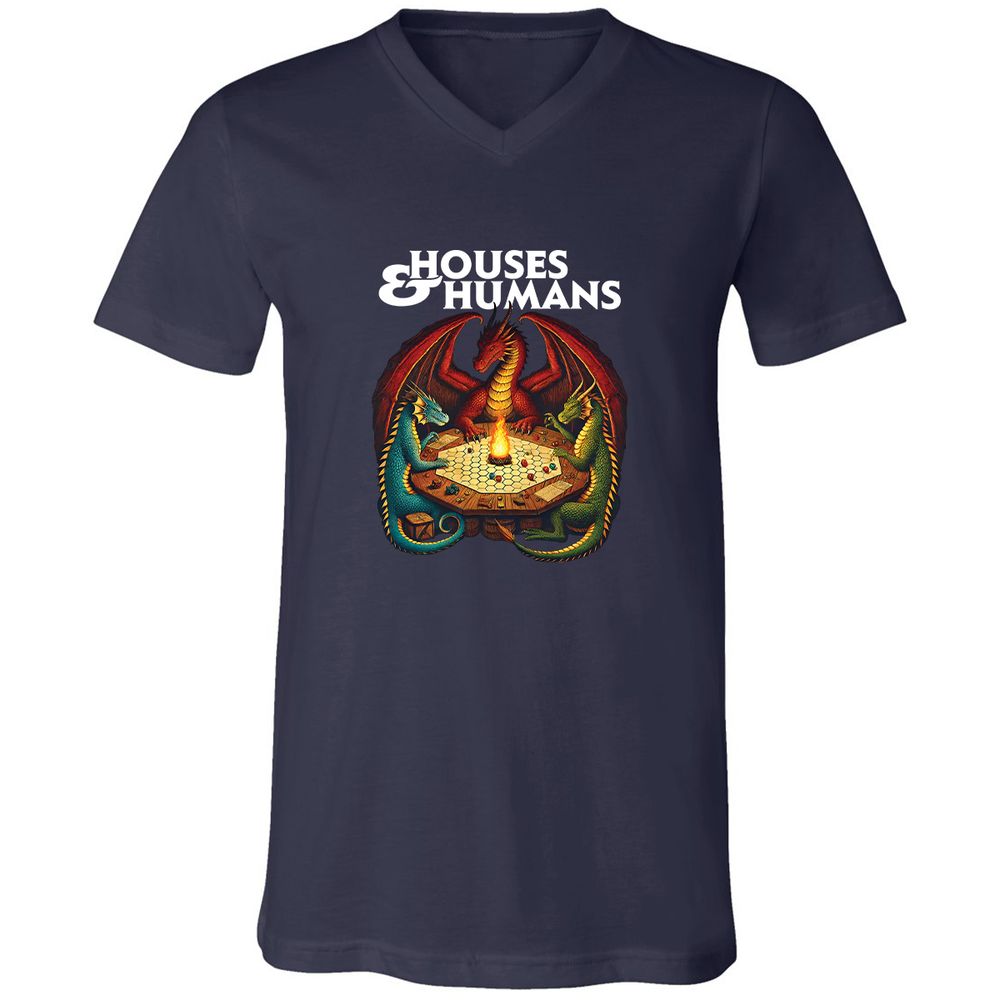 Houses & Humans Unisex V-Neck T-Shirt - Navy - 2