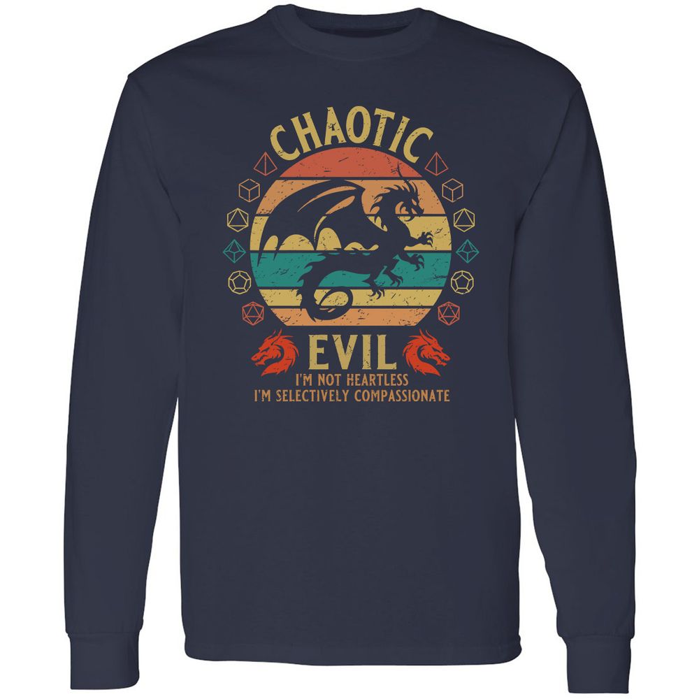 Chaotic Evil Long Sleeve T-Shirt - Navy - 2