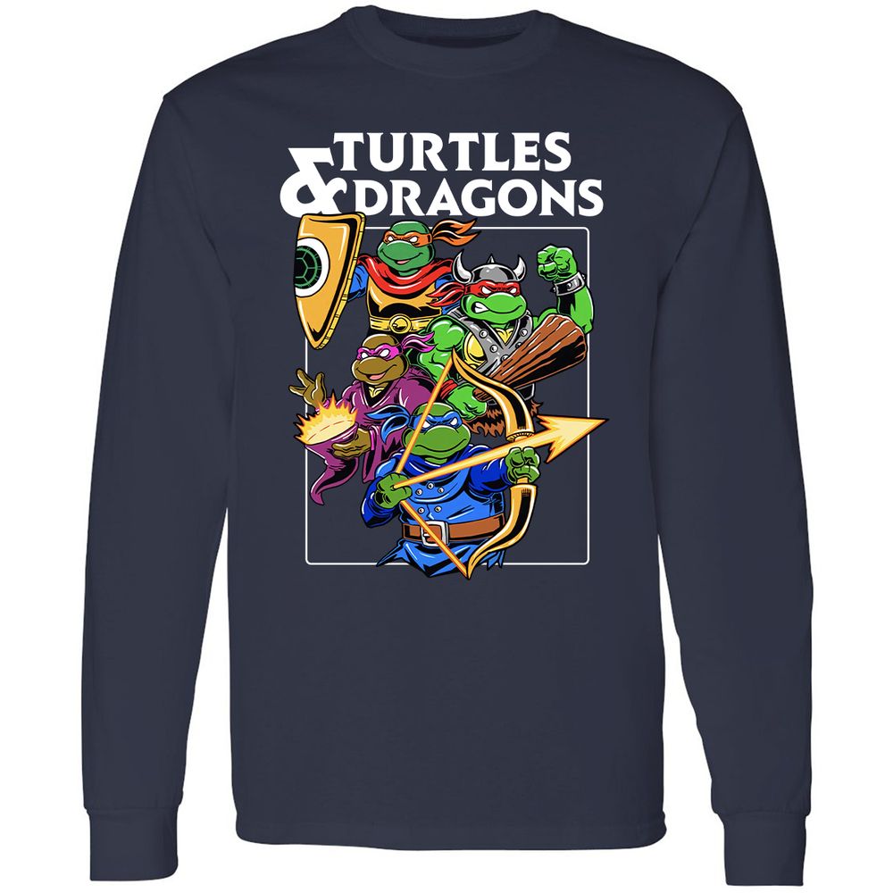 Turtles & Dragons Long Sleeve T-Shirt - Navy - 2