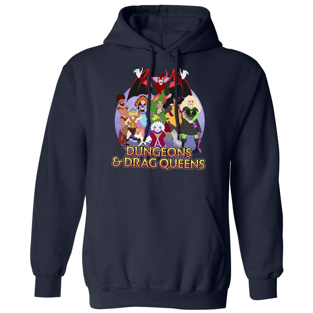 Dungeons n Drag Queens Cartoon Classic Unisex Hoodie - Navy - 2