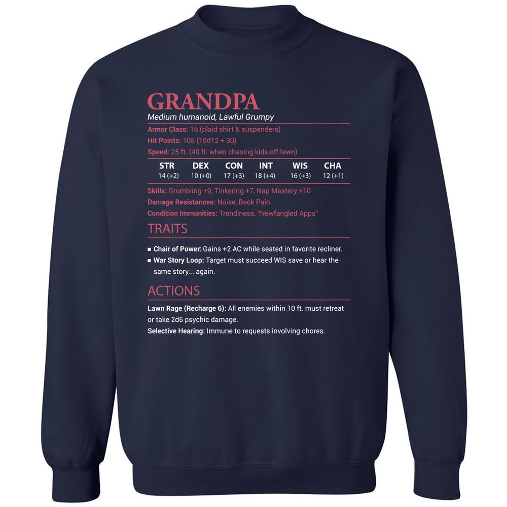 Grandpa Stats Classic Unisex Sweatshirt - Navy - 2