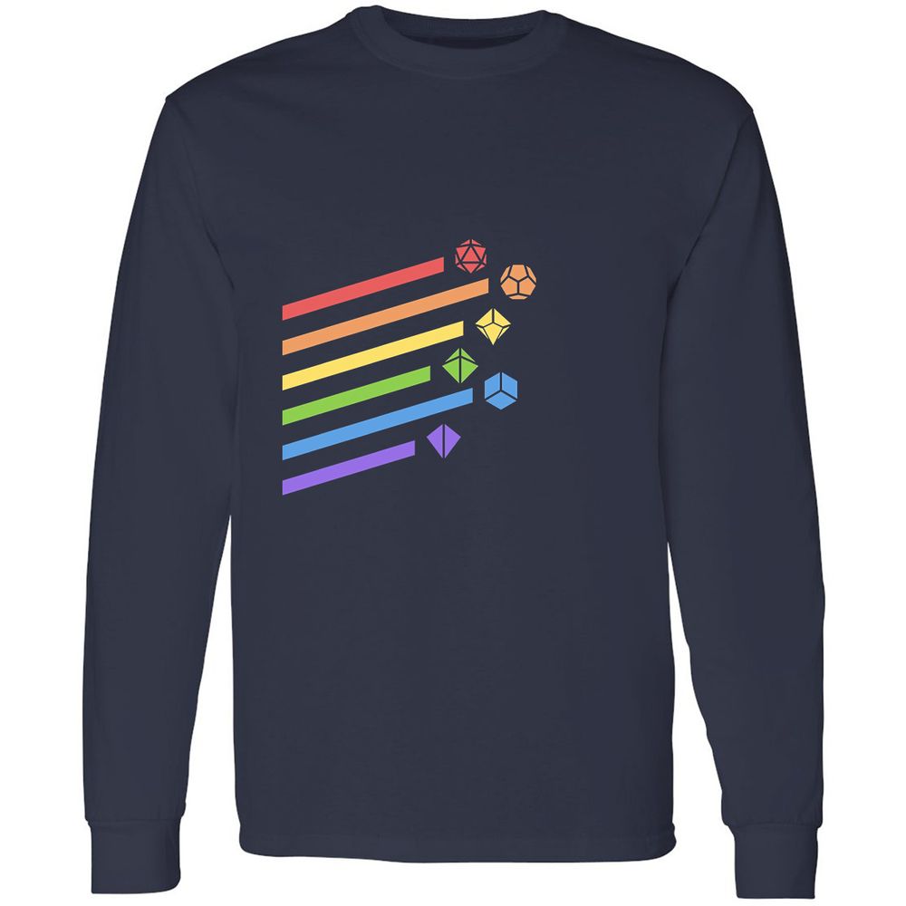 Rainbow Dice Set Long Sleeve T-Shirt - Navy - 2