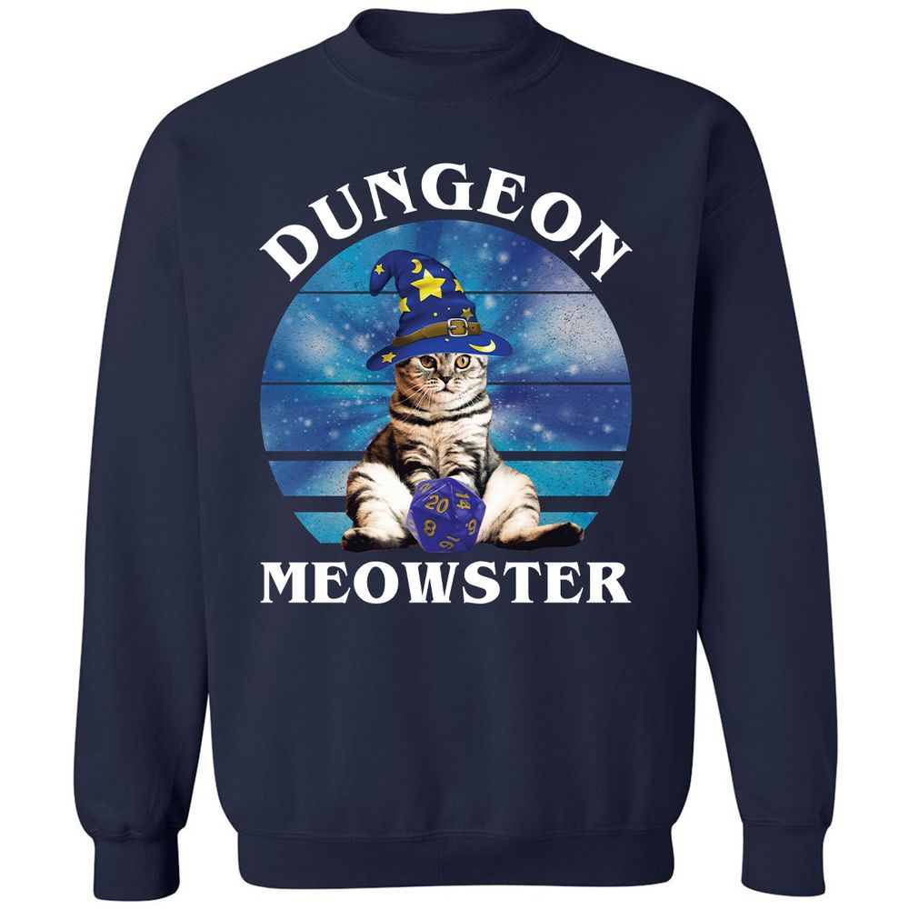 Dungeon Meowster Vintage Classic Unisex Sweatshirt - Navy - 2