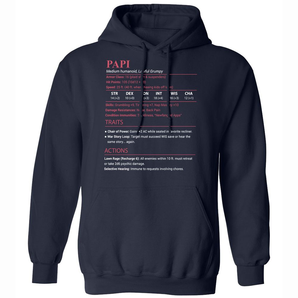 Papi Stats Classic Unisex Hoodie - Navy - 2