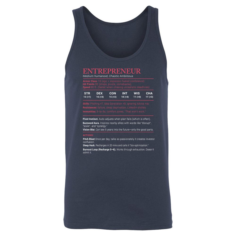 Entrepreneur Stats Unisex Jersey Tank - Navy - 2
