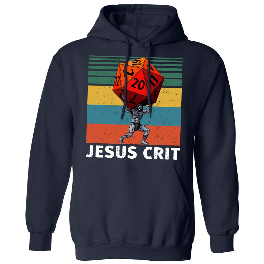 Jesus Crit Classic Unisex Hoodie - Navy - 2