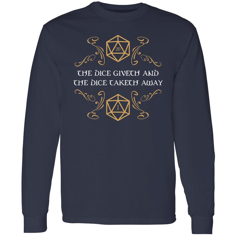 The Dice Giveth and Taketh Away Natural 20 and Critical Fail Long Sleeve T-Shirt - Navy - 2